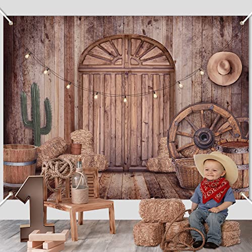 Cowboy Decorations Backdrop Western Party Decorations Rustic Background Banner Props Barn Farm Wild West Party Backdrop Vi...