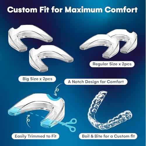 Mouth Guard for Grinding Teeth at Night: Custom Fit Moldable Mouthguards for Clenching and Bruxism Protection - Nighttime Sleeping Guards for Adults with 12 Cleaning Tablets