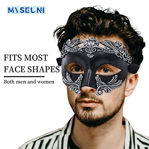 MYSEUNI Masquerade Mask for Men - Roman Greek Mask - Venetian Half Face Mask for Mascarade Ball Mardi Gras Halloween Party