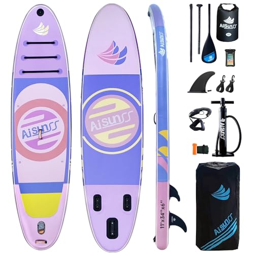 AISUNSS 11' x 34'' SUP Board All Around Board Premium SUP, Yoga Board with SUP Accessories Include Non-Slip mat, Waterproo...