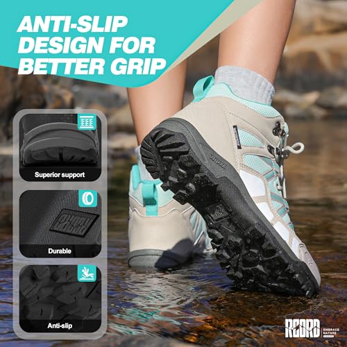 R CORD Womens Hiking Boots Waterproof Hiking Boots Womens Non-Slip Lightweight Outdoor Hiking Shoes Trekking Camping Trail...