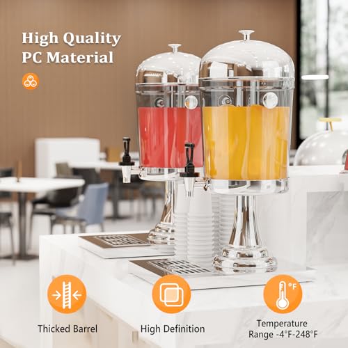 ROVSUN 2.2 Gallon/ 8.3L Beverage Dispenser, Drink Dispenser Water Juice Dispenser Stainless Steel with Ice Container, Stan...