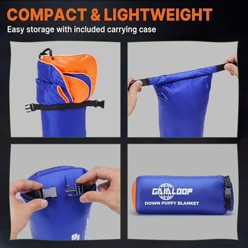 Gaialoop Down Puffy Blanket for 2 Person Car Camping Outdoor Travel Backpacking, 80% Duck Down & 20% Feather Lightweight P...