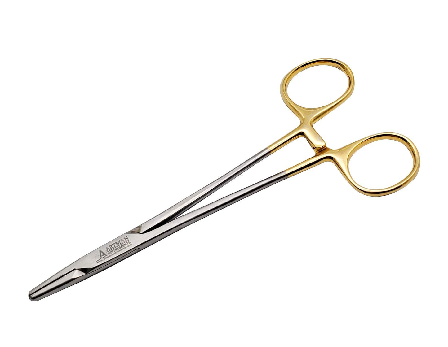 ARTMAN INSTRUMENTS Mayo Hegar Needle Holder 6" Tungsten Carbide Inserts, Gold Plated Needle Driver with Strong Lock, Serrated Jaws for Precise Suturing, Autoclavable