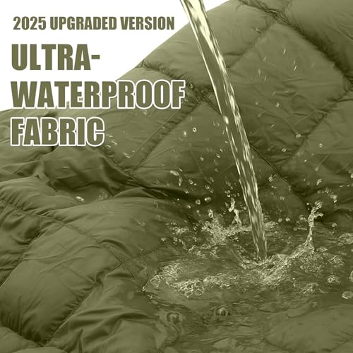 HunnmingRe Upgraded Hooded Down Camping Blanket Waterproof 650 Fill Puffy Poncho Blanket 77" x 50" Packable Wearable Sleep...
