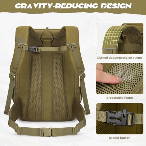 Maelstrom Tactical Backpack for Men, Water Resistant 40L Military Backpack, for Hiking, Camping, Gym with Molle System (Kh...