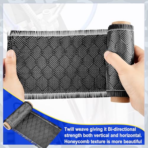 VitalCozy 5Ft x 4" Bee Hive Carbon Fiber Fabric Roll Sheet Carbon Fiber Cloth 2x2 Twill Weave 3k/ 220g Honeycomb Sheet for...