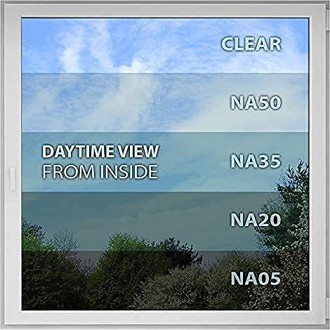 BDF NA05 Window Film Daytime Privacy and Sun Control Natural Black 5 (Very Dark) - 36in X 12ft