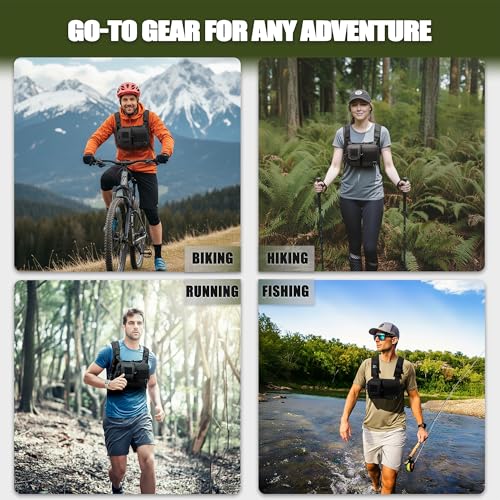 CLTAC 2-in-1 Convertible Chest Pack and Hydration Backpack with 2.5L Water Bladder, Adjustable Molle Hydration Vest for Wo...