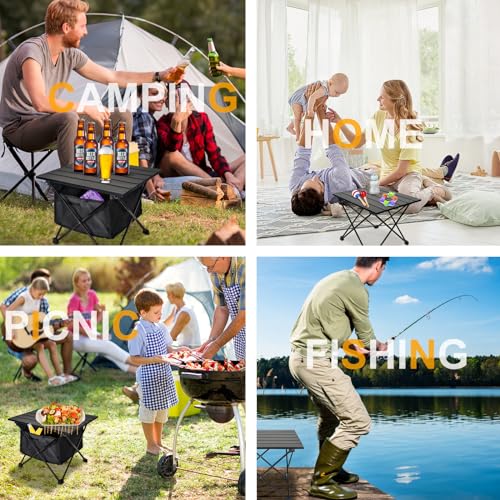 Audoyon Foldable Camping Side Table, Ultralight Small Beach Aluminum, Portable Outdoor Table with Carry Bag and Storage fo...
