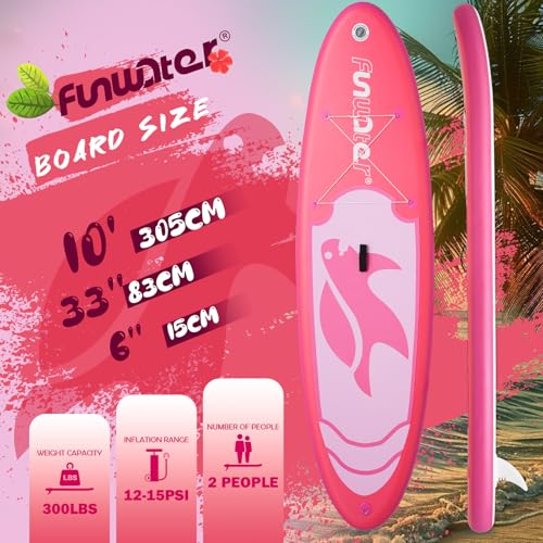 FunWater Inflatable Stand Up Paddle Board 10'6"/11"/11'6" Paddle Board for Adults & Youth, Paddleboards Inflatable with Pr...