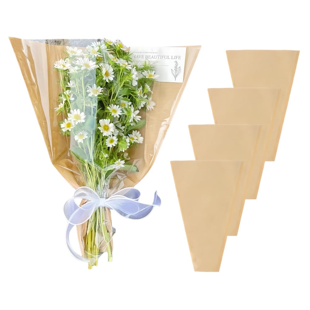 BBJ WRAPS Flower Bouquet Sleeve Clear Cellophane Plastic Packaging Bags-50 Counts