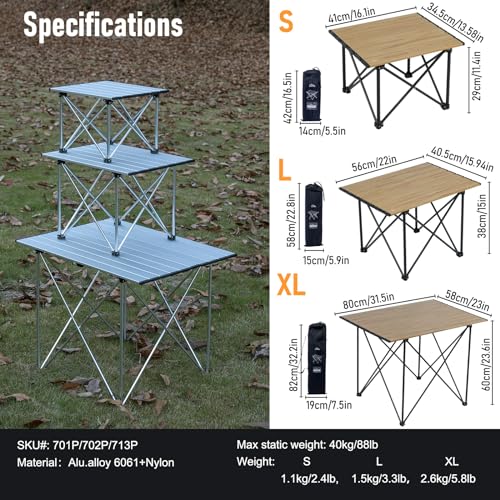 iClimb 1 Ultralight Folding Table and 1 Two-Heights Light Compact Anti-Sinking Chair Bundle, Ultralight Compact for Adults...