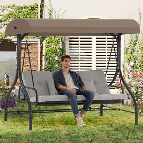 Porch Swing Canopy Replacement Top, Swing Chair Canopy Replacement for GT Porch Swing Model GCS00229C (Beige)