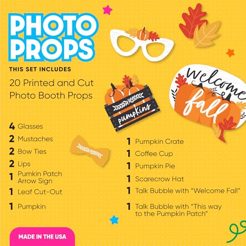 Big Dot of Happiness Fall Pumpkin Photo Booth Props - Thanksgiving Pumpkin Patch Photo Props and Decorations - 20 Count