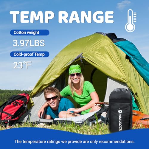 KINGROCK Sleeping Bags for Adults Backpacking Lightweight Waterproof- Cold Weather Sleeping Bag for Adults for Warm Campin...