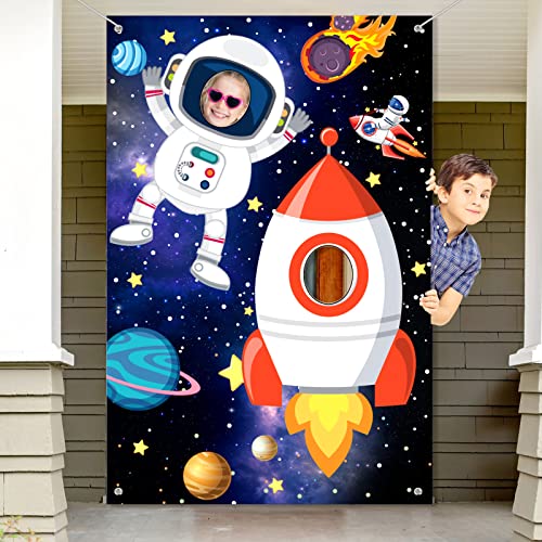 Tatuo Photo Booth Prop Outer Space Theme Party Decorations Backdrop Astronaut Face Rocket Ship Birthday Decor Supplies 59 ...