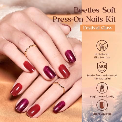 Beetles Press On Nails Kit - Festival Glow | 360Pcs 12 Colors Short Square Press On Nails | 15 Sizes Matte Glossy Glitter ...