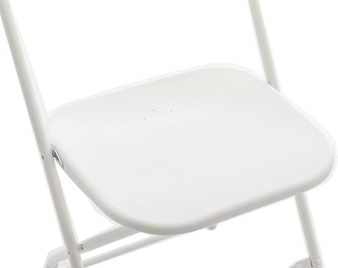 BTEXPERT Set of 4 Pack, White Plastic Folding Chair Steel Frame Commercial High Capacity Event Chair Lightweight Set for Office Wedding Party Picnic Kitchen Dining Church School