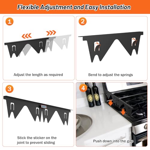 Stainless Steel Stove Gap Covers (2PCS),Stove Gap Filler,Range Trim Kit,Stove Gap Guard for Kitchen Oven Between Stovetop ...
