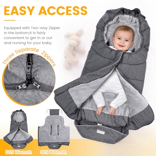 Orzbow Universal Stroller Footmuff, Winter Baby Bunting Bag for Stroller - Baby Sleeping Bag with Coral Fleece Lining for ...