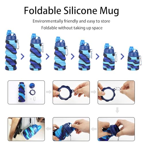 YCTMALL Collapsible Water Bottles Travel water bottle Sports Portable Sport Water Bottle Reusable Water Bottles comes with...