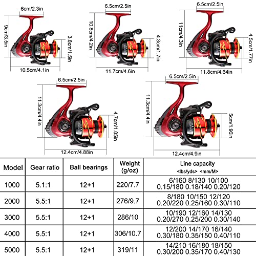 Sougayilang Spinning Reel, Lightweight Reels 12+1 Stainless BB Ultra Smooth Fishing Reel for Freshwater