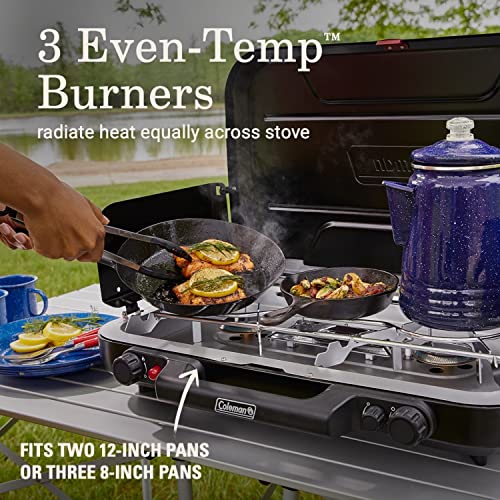 Coleman Classic 3-Burner Propane Camping Stove with InstaStart Ignition, Portable Cooktop with 3 Adjustable Burners & 28,0...