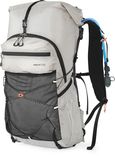 IX INOXTO Hiking Backpack for Men and Women, 30L Waterproof Camping Backpack with 3L Water Bladder and Rain Cover (Light g...