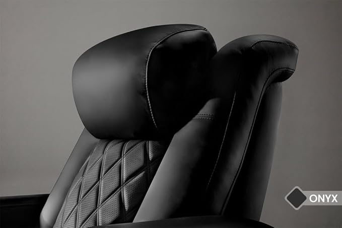 Valencia Tuscany Home Theater Seating Semi-Aniline Italian Nappa 20000 Leather Ultimate Luxury Heat & Ventilation Power Recliner Power Lumbar and Headrest (Row of 4, Onyx)