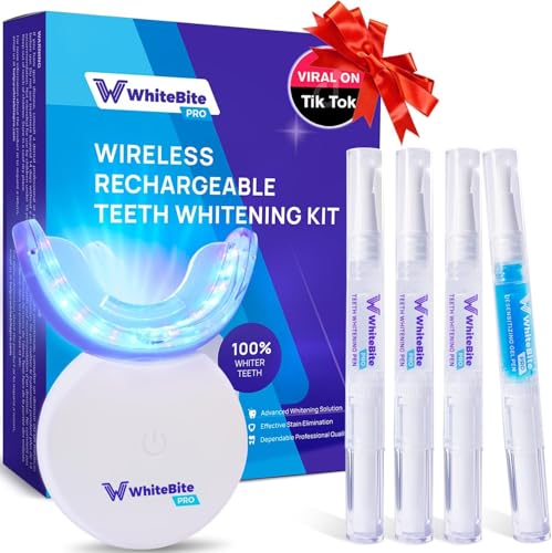 Whitebite Pro Teeth Whitening Kit for Sensitive Teeth – Dual LED Light + 35% Carbamide Peroxide Gel + Remineralizing Gel |...