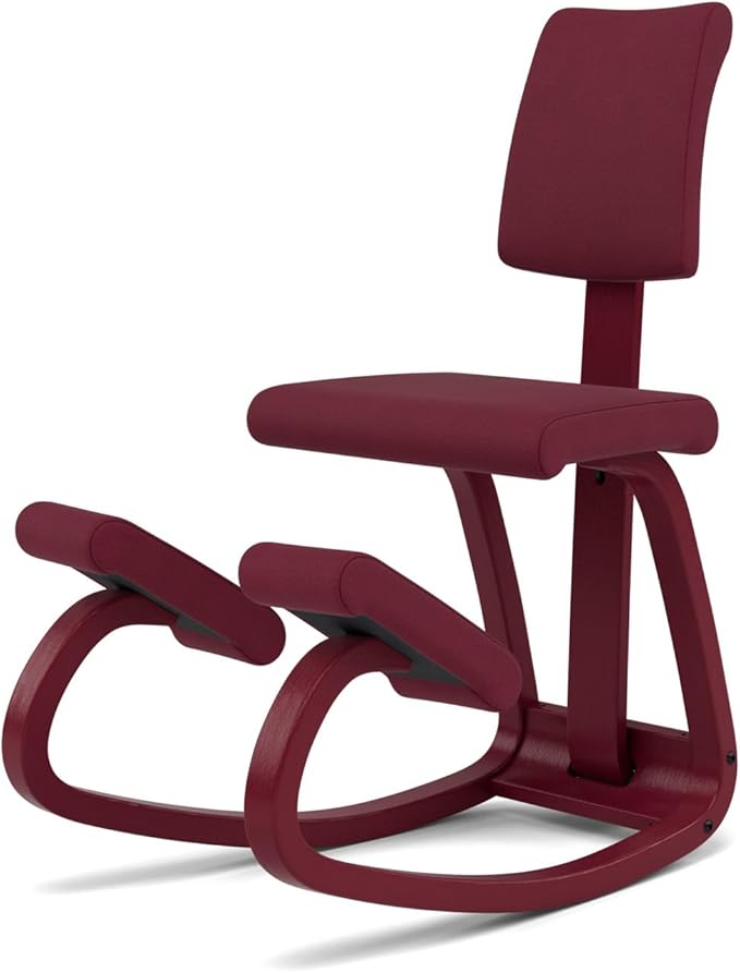 Varier Variable Plus Ergonomic Kneeling Chair with Backrest Monochrome Plum| Active Sitting Posture Support Home Office Desk Chair | 10 Year Guarantee