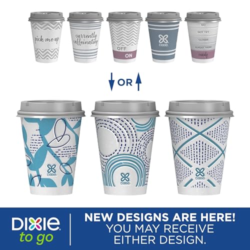 Dixie To Go Paper Coffee Cups With Lids, 12 oz, 156 ct, Disposable Insulated Paper Cups for On-The-Go Hot or Cold Beverages