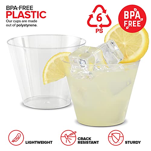 Stock Your Home 9 oz Clear Disposable Plastic Cups (200 Pack) Elegant Tumblers Glasses for Parties, Weddings, Holidays, De...