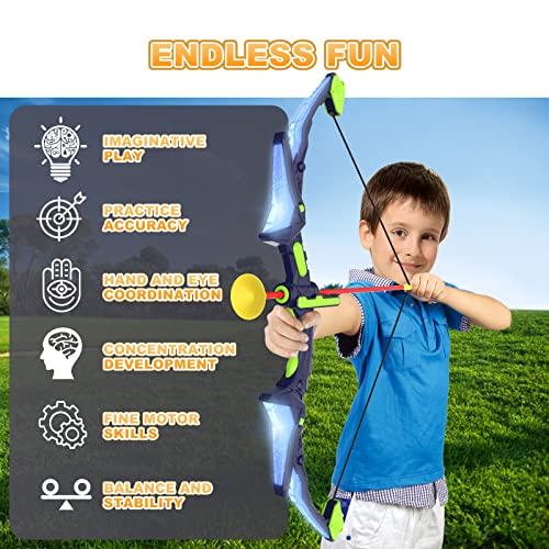 Kmuxilal 2 Pack Kids Bow and Arrow Set with LED Flash Lights, 14 Suction Cup Arrows and Fluorescence Standing Target-Perfe...