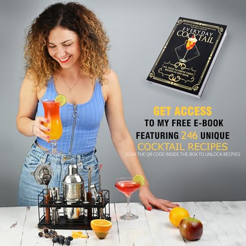 EVERYDAY COCKTAIL® |10-Piece Luxury Cocktail Shaker Set Bartender Kit with Stand | Drink Mixer Set | Bar Accessory Tools: ...