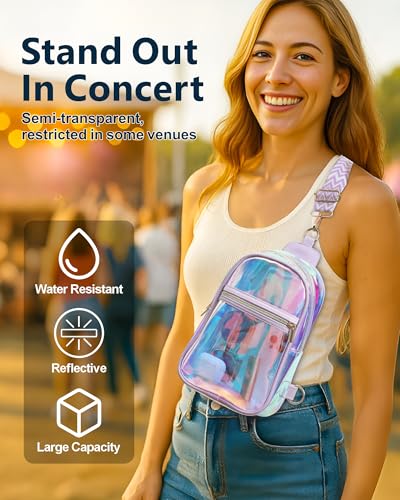 PACKISM Clear Bag for Stadium Events - Clear Crossbody Bag for Women Stadium Bag Sling Bag for Concert Sport Detachable Strap