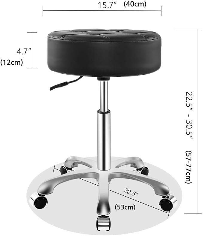 Rolling Adjustable Stool for Work Medical Tattoo Salon Office,Heavy Duty Esthetician Hydraulic Chair Stool with Wheels (Black)