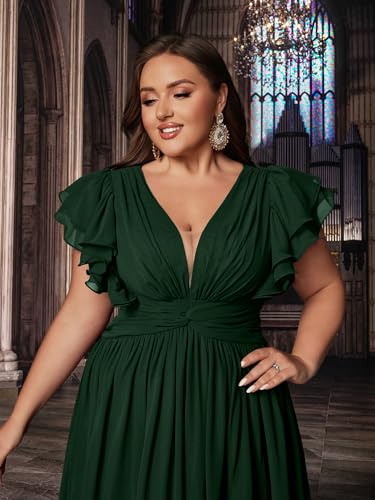 VOUIAO Women's Plus Size Bridesmaid Dresses Chiffon Wedding Guest Summer Maxi Dress Elegant Prom Evening Party Cocktail Gown