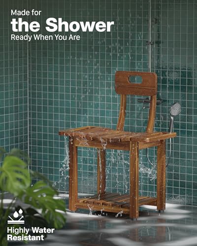 BLUEWEST 23.4'' Shower Chair with Backrest Bath Chair for Inside Shower or Tub, Heavy Duty 450 lbs Support, Non-Slip Feet,...