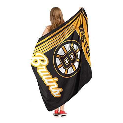 NORTHWEST Officially Licensed Boston Bruins NHL Team Throw Blanket 46¡ȡ¿60¡È ? Licensed Microfiber Throw with Hockey Logos for Fans, Dorms, Game Day Couches & Fan Caves