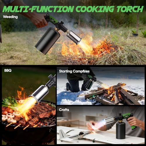 KOACKL Propane Torch Head, Kitchen Blow Torch Gun, Campfire Charcoal Starter, Grill Torch with Igniter, Adjustable Flame f...