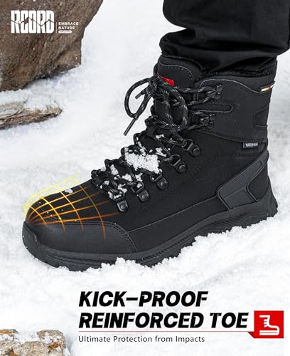 R CORD Snow Boots for Men Non-slip Waterproof Insulated Mens Snow Boots Mens Winter Boots Hiking Boots Ankle for Outdoor A...