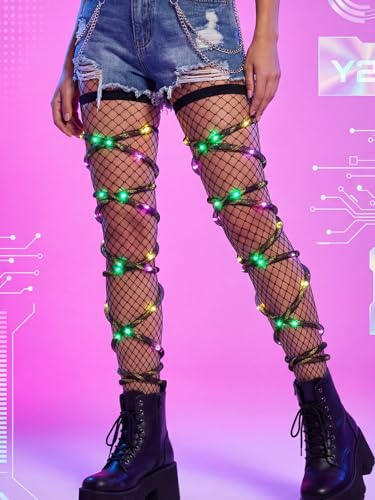Lorealri Rave Leg Wraps Elastic Light Up Straps Plus Size Neon Garter EDC Outfit Concert Coachella Accessories for Women
