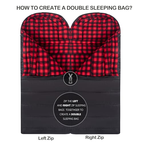 HiZYNICE Cold Weather Sleeping Bag 100% Cotton Flannel XXL for Adults Big and Tall,Free Compression Sack