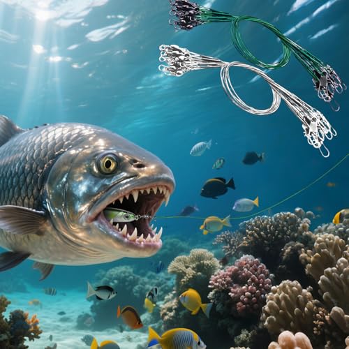 Anti-Bite Steel Fishing Leaders with Swivel and Lead Core Wire for Fishing Accessories
