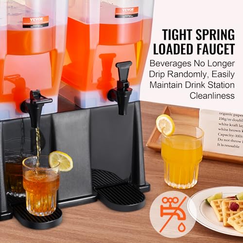 VEVOR Beverage Dispenser, 3 Gallon x 2 Drink Dispensers for Parties, Plastic Juice Dispenser with Stand Spigot Lid, Iced T...