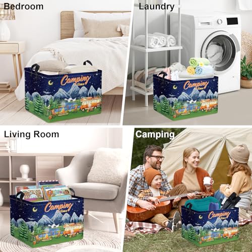 Clastyle Black Night Camping Storage Basket Clothes Toy Tool Food Picnic Basket Outdoor Beach Pool Towel Basket Rectangle ...