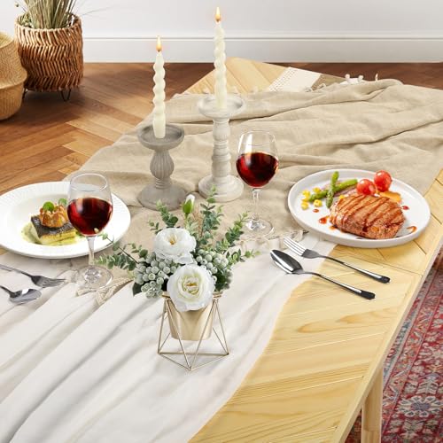Folding Picnic Table with Table Runner, Portable Boho Low Picnic Table for Indoor Outdoor, 60" x 30" Wooden Table with Adj...