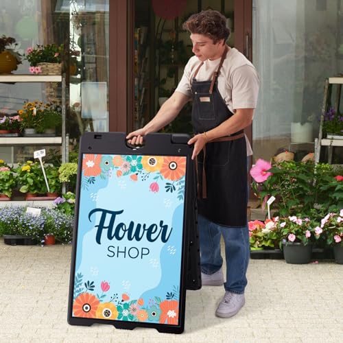 Jumbl Outdoor A-Frame Sandwich Signboard 24” x 36” Display Surface – w/PVC Sign Protector & Sand Fill Holes – Duel Display...